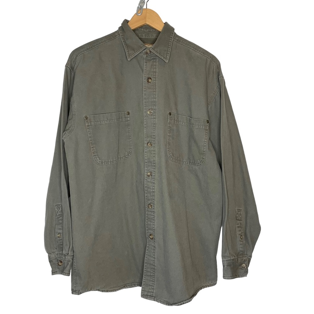 CE SCHMIDT Workwear Men Sz M‎ Green Heavy Duty CottonLong Sleeve Button Up Shirt